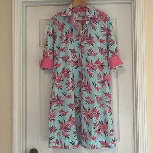 Perlavera Floral Pink and Blue Dress